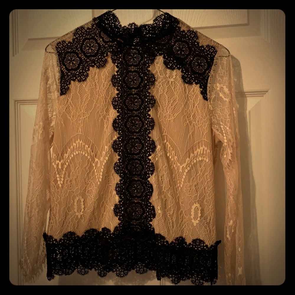 Black and antique rose laced blouse